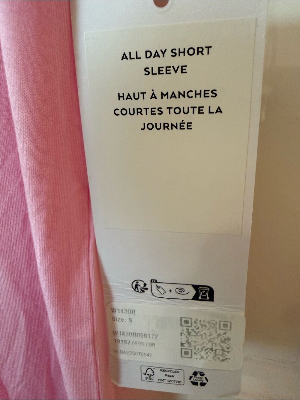 Alo Yoga All Say Short Sleeve Sweet Pink S - Picture 3 of 3